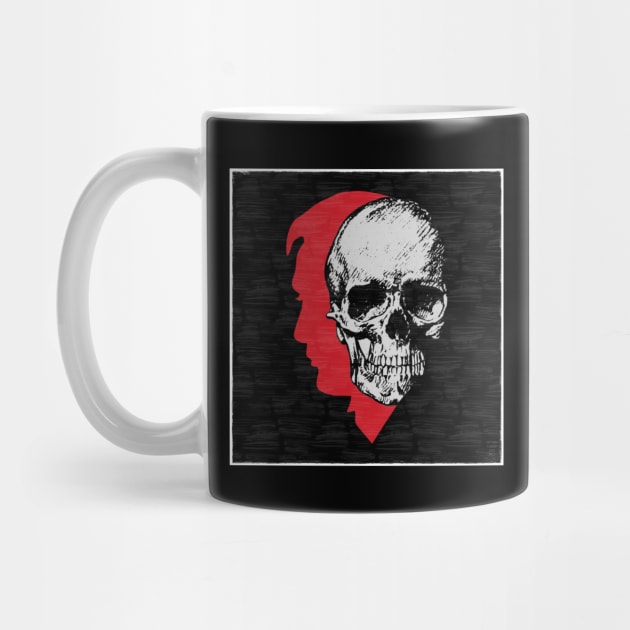 Hannibal Blood Red Profile with Gray Skull Superimposed Coffee Cup Only by OrionLodubyal